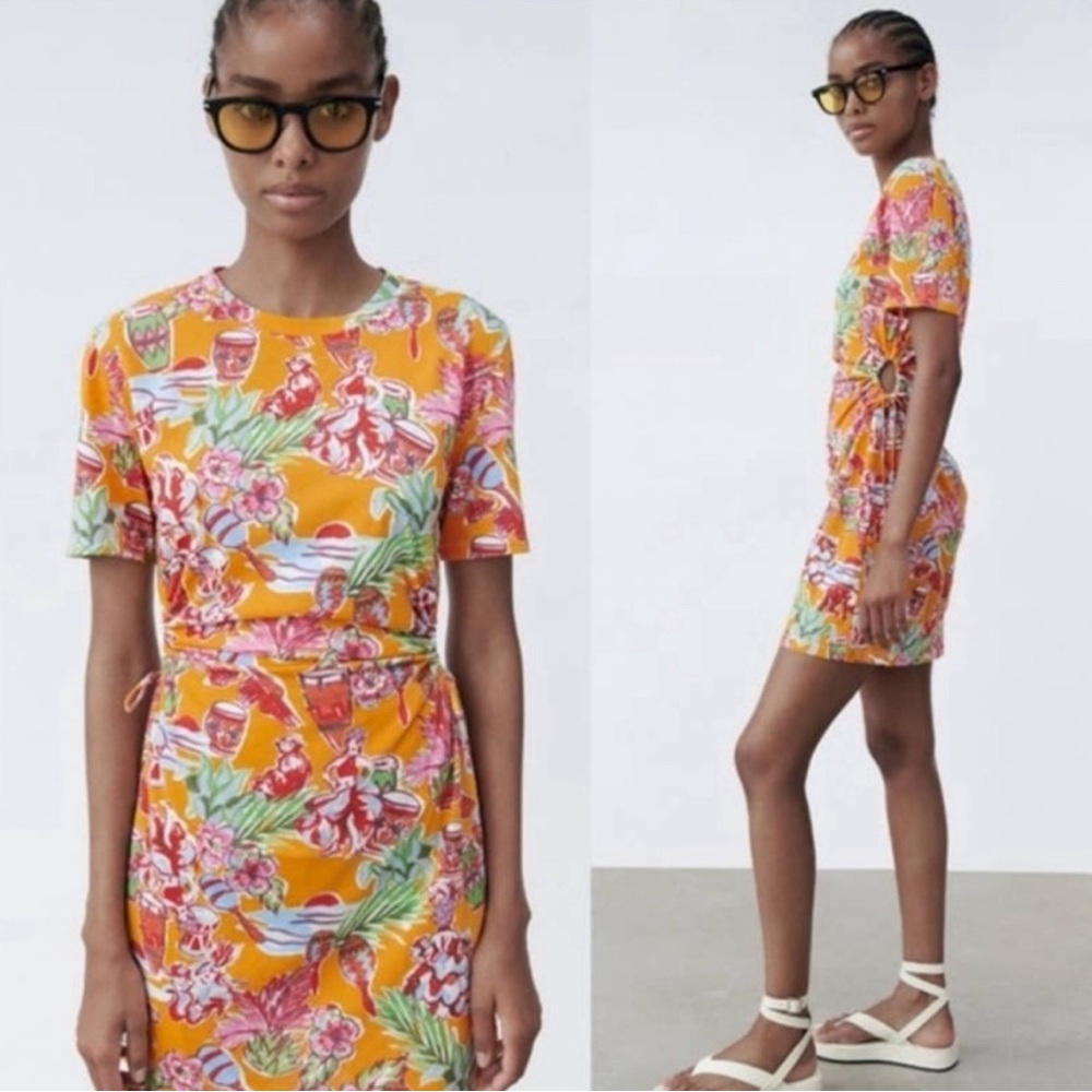 Zara Tropical Mini Dress Size M NWT